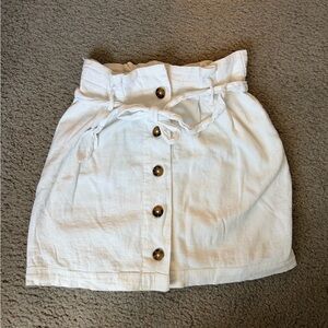 Hollister White Button-Front Paperbag Mini Skirt